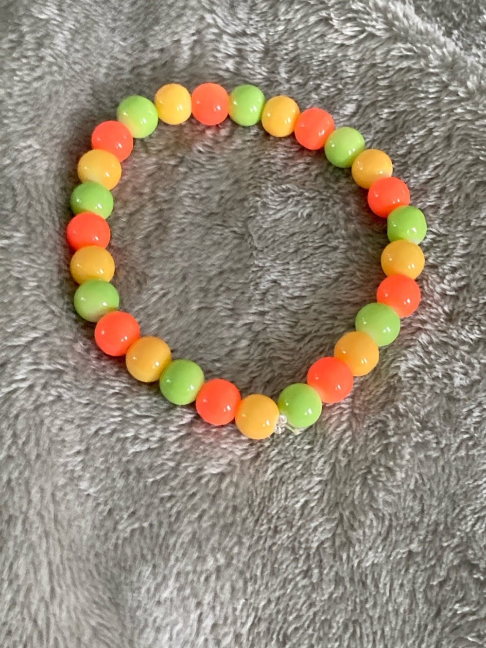 Neon green, orange and yellow beaded bracelet